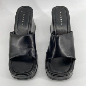 Nevada y2k chunky slide on wedge sandal black